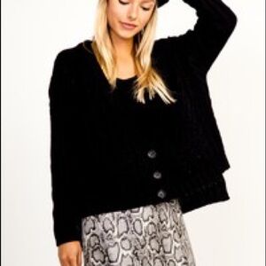 Olivaceous Knit Cardigan Button Front Black Size Small